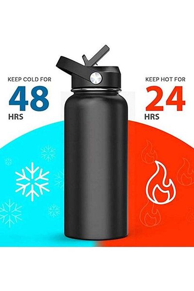 COOYA Water Bottle, 40oz Modern Double Vacuum, Stainless Steel, Jug Leak Proof, for Teenager Adult, Black