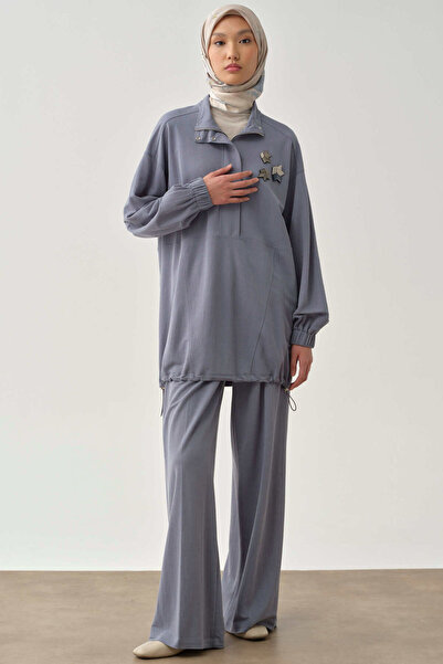 Tuğba Bol Paça Bel Lastikli Pantolon - Mavi