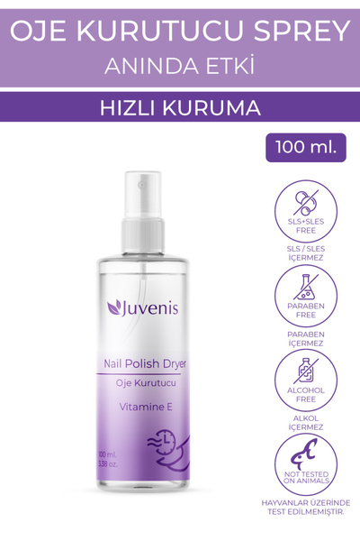 Juvenis Hızlı Oje Kurutma E Vitaminli Yağ ve İz Bırakmayan Oje Kurutucu Sprey 100ml