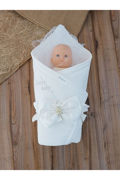 Tomuycuk Ecru Baby Blanket - Seasonal, Mevlütlük Gift for Baby Girl and Boy Hospital Exit