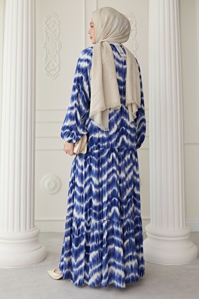 InStyle Сукня з віскози з візерунком батик темно-синя