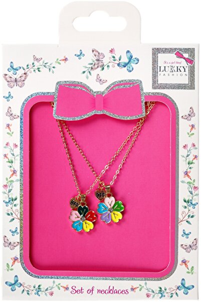 Lukky طقم قلادتين فاشون BFF مكون من 4 بتلات زهور