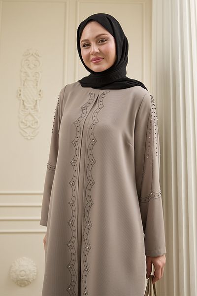 InStyle Pearl Piece Detail Stone Abaya
