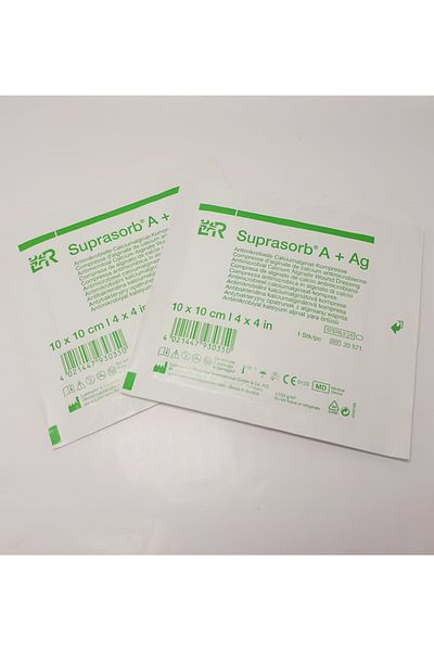 Lohmann & Rauscher Suprasorb a +Ag Silver Calcium Alginate Sterile Wound Cover 10X10 cm 2 Pcs