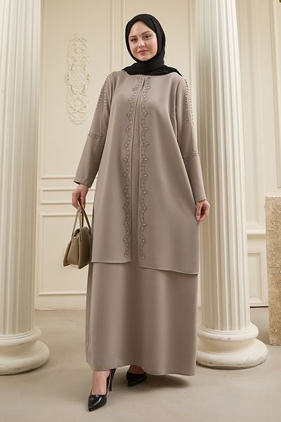 InStyle Pearl Piece Detail Stone Abaya