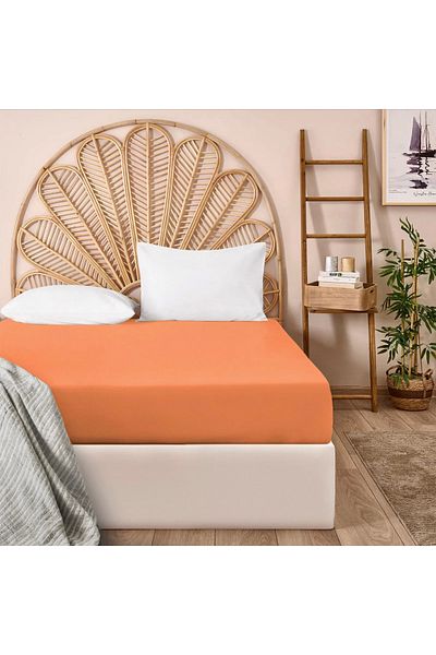 Evidea Soft Double Bed Sheet - Orange - 240X260 cm