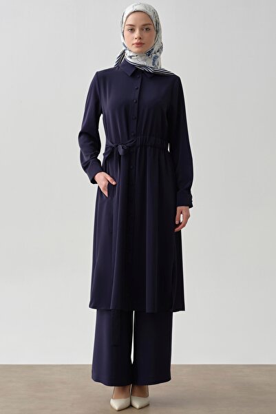 Tuğba Bol Paça Cepli Pantolon - Lacivert