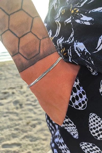 Takı Dükkanı Flat Snake Fish Back Model Stainless Steel Bracelet Scb25B
