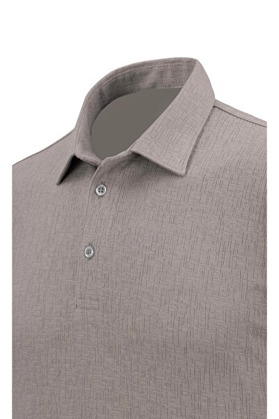 Çizgi Triko Ανδρικό πουκάμισο με πέτο βαμβακερό Mercerized Μπλουζάκι με κλασική εφαρμογή ζακάρ - 5108