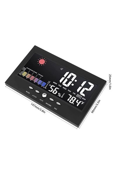 COOYA Multifunctional LCD Digital Temperature Humidity Meter Alarm Clock,Indoor Outdoor with Backlight