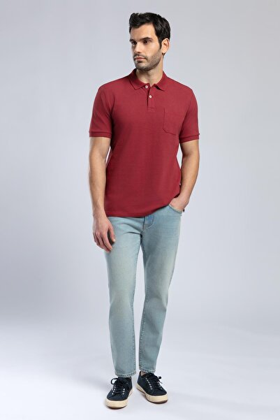 Lee Cooper Rolan Men's 100% Cotton Polo Collar T-Shirt Claret Red