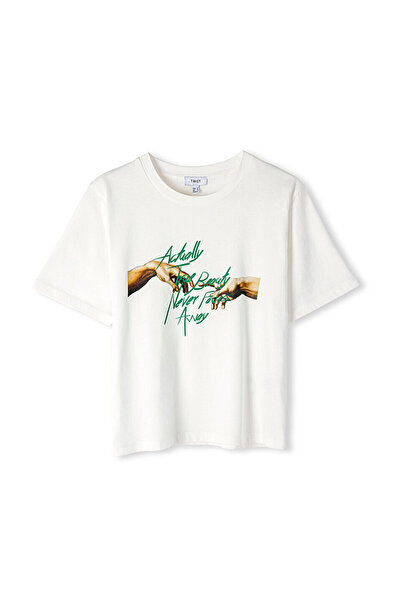 Twist T-Shirt - With Slogan and Visual Print