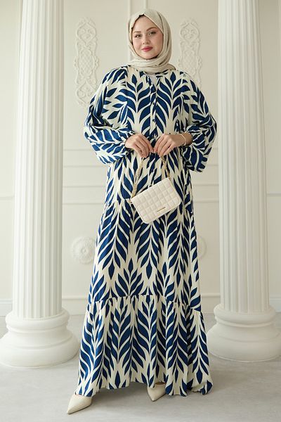 InStyle Φόρεμα με πολύχρωμο σχέδιο βισκόζης σε μπλε ναυτικό