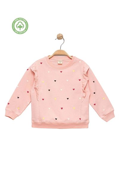 Divonette Baby Girl 100% Cotton Ruffle Pink Sweatshirt - Baby Girl & Kids Clothing