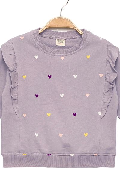 Divonette Baby Girl 100% Cotton Frilly Lilac Sweatshirt - Girl's Clothing