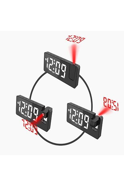 COOYA Bedroom Alarm Clock,180° Rotatable Digital Clock Projector,USB Charging Port,2-Level Brightness