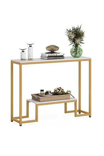 KORKMAZLAR EV DEKORASYON Modern Gold Renk Metal İskeletli 2 Katlı Dresuar