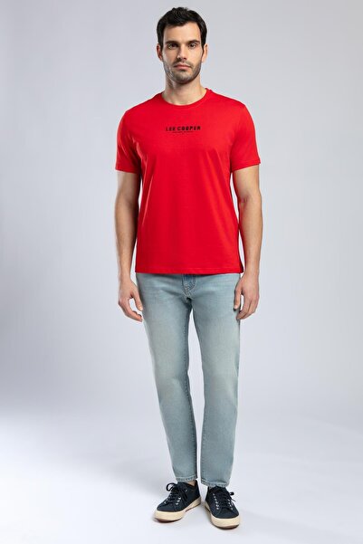 Lee Cooper Чоловіча футболка з круглим коміром, червона 252 LCM 242024 PATRIC...