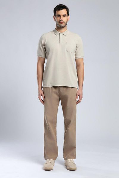 Lee Cooper Ανδρικό μπλουζάκι Rolan Polo Neck Beige