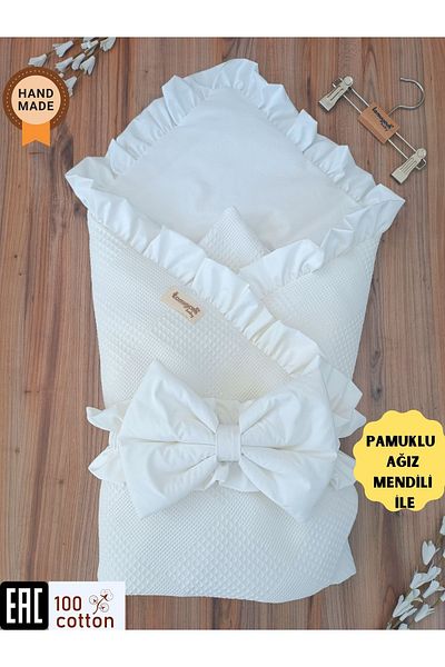 Tomuycuk Pique Baby Blanket - 100% Cotton, Removable Inner Fiber, Newborn Hospital Exit