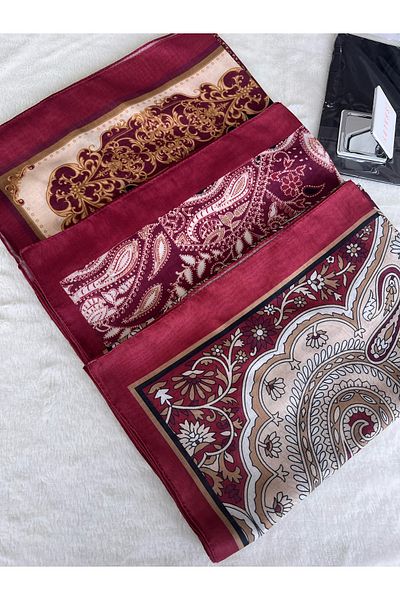 shalby Set de 3 bucăți din bumbac cu model hijab, oglindă de machiaj și bonetă