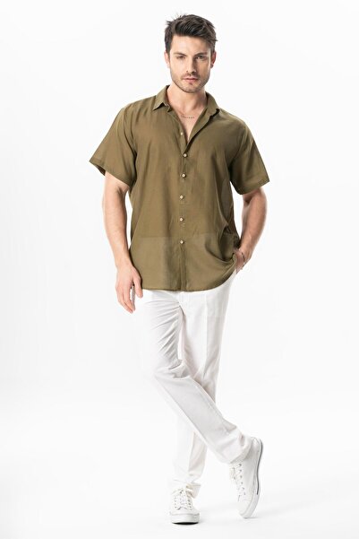 Eliş Şile Bezi Чоловічі літні штани з бавовняної тканини з фланелевими ґудзиками, білі Byz