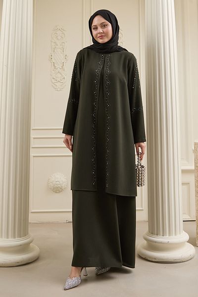 InStyle Pearl Piece Khaki Abaya