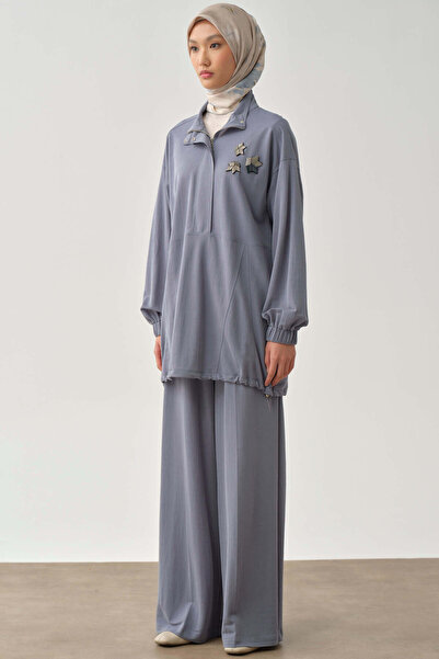 Tuğba Bol Paça Bel Lastikli Pantolon - Mavi