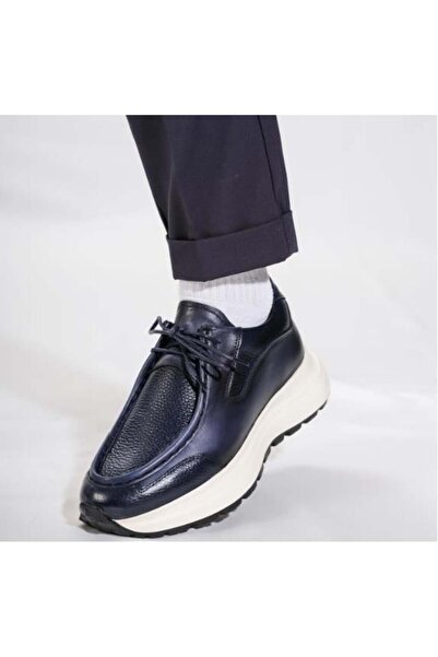 Byterre حذاء Tirano مصنوع يدويًا من الجلد الطبيعي باللون الأزرق الداكن