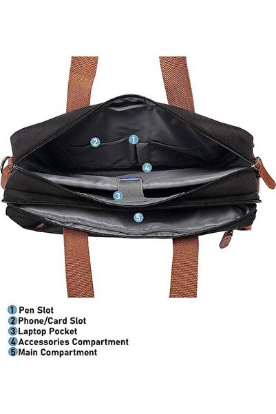 COOYA 3 in 1 Laptop Bag, Shoulder Messenger Bag, Convertible Bussiness Briefcase, for Work School Travel