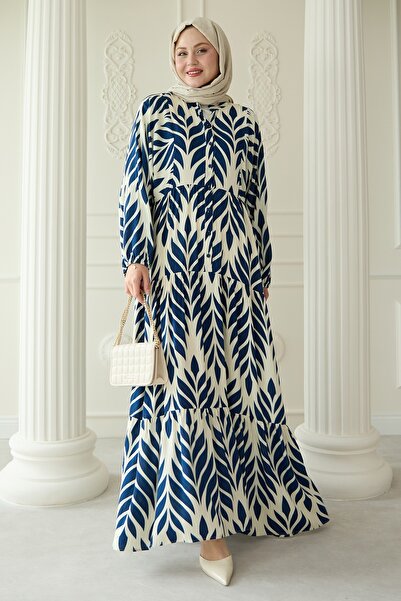 InStyle Φόρεμα με πολύχρωμο σχέδιο βισκόζης σε μπλε ναυτικό