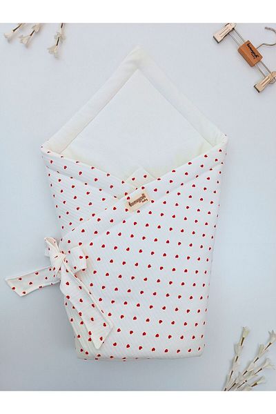 Tomuycuk 100% Cotton Heart Baby Blanket - Natural Organic Sleeping Swaddle