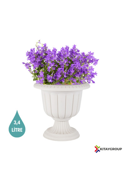 KıtayGroup Nergiz Dekoratif Dekoratif Salon Saksı 4 Litre Kırık Beyaz