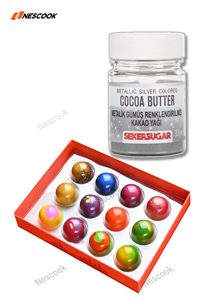 ŞEKER & SUGAR Metalik Gümüş Renklendirilmiş Kakao Yağı 30g