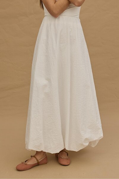 Fahhar Ecru Balloon Skirt