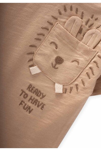 Cigit Μπλουζάκι με κέντημα μπεζ γάτας - 1-6 ετών