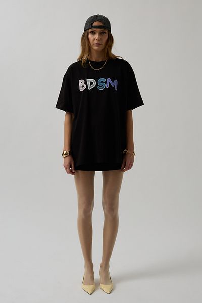 Black Fashion Back and Front Printed Oversize Black T-Shirt