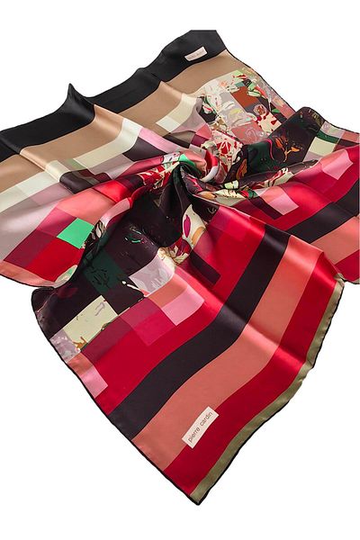 Pierre Cardin Pi̇erre Cardi̇n Silk Crepe Satin Scarf 2025 Summer Season 9002230 -311
