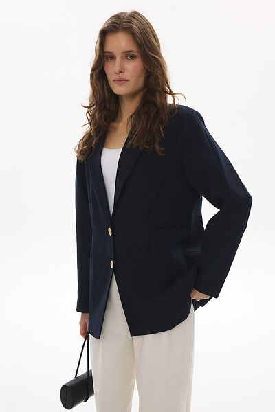 Hooopstore JACHETĂ BLAZER CU BUTON AUR - ALBASTRU ÎNCHIS