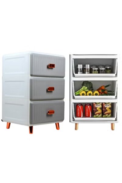 MAAS 3-Tier Storage Drawer Cabinet White/Grey 40x445x69 cm