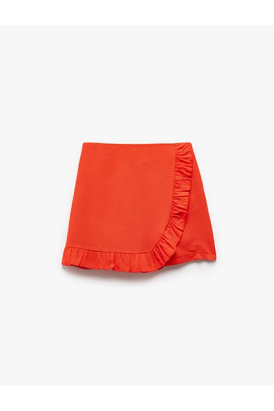 Koton Viscose Mini Short Skirt with Ruffle Detail and Elastic Waist