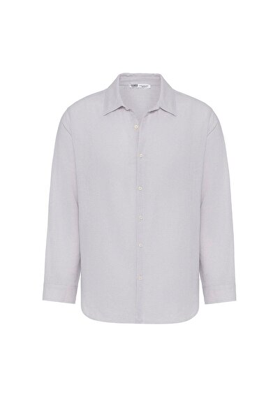 Vamos Gray Long Sleeve Basic Oversize Shirt