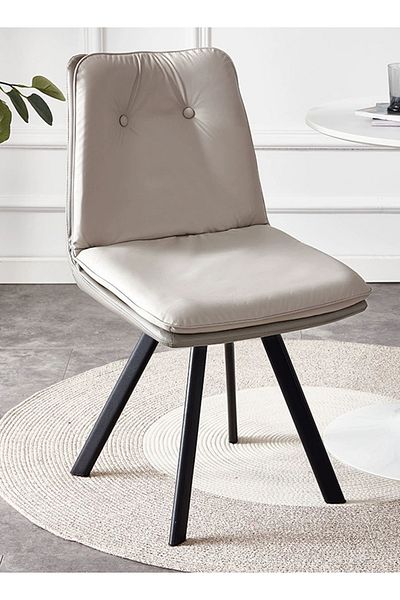 EqiEch Comfortable Dining Chair with 2-Tier Backrest and Metal Legs for Kitchen, Office, Living Room