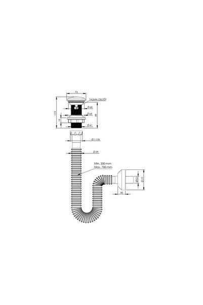 Monavit Seramik Kapaklı Altın Klik Klack Lavabo Süzgeci Ø32 Sifon
