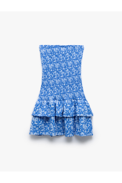 Koton Μίνι φόρεμα με στράπλες λαιμόκοψη με λουλούδια με στράπλες