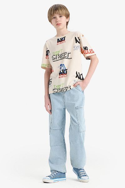 DeFacto Pantaloni Jeans Parașuta Băieți D6821A825SM