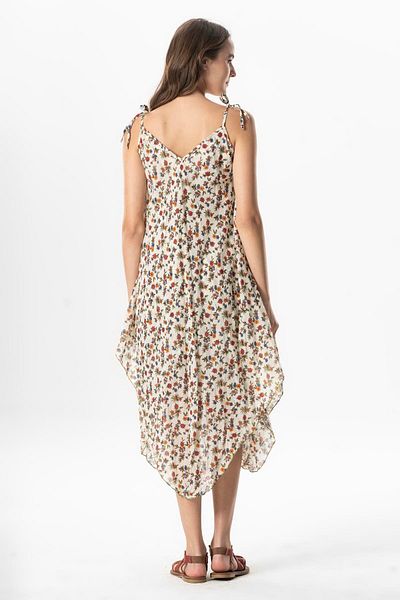 Eliş Şile Bezi Καλοκαιρινό φόρεμα Voile Aphrodite Midi με λουράκι Violet Cream 6238