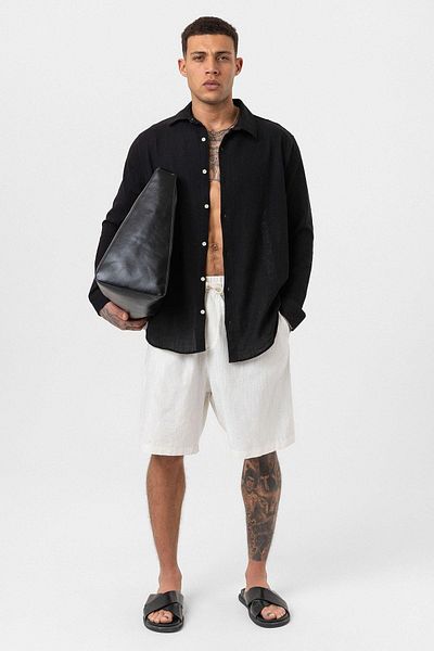 Vamos Long Sleeve Basic Oversize Blue Shirt