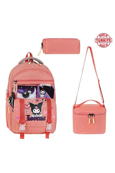 Alanç Gift Set de rucsac de școală pentru fete în stil coreean cu accesorii ortopedice roz, nutriție termică și suport pentru stilouri