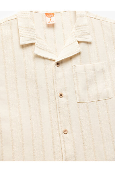 Koton Kısa Kollu Cep Detaylı Viskon Karışımlı Pamuklu Gömlek